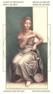 Leonardo da Vinci Tarot. Аркан Королева Монет.